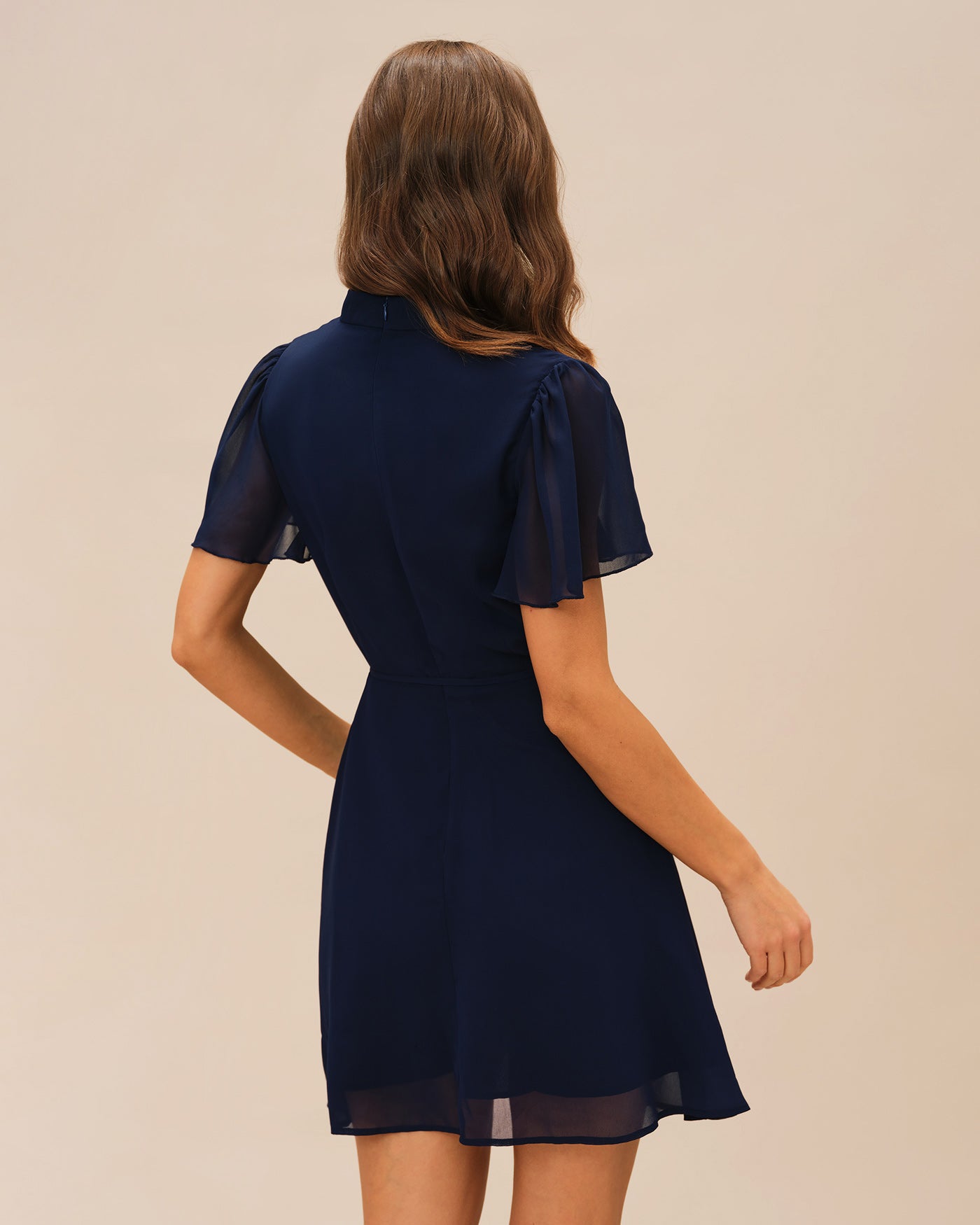 Mini Dress with Blue Butterfly Sleeves