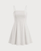 White A-Line Mini Dress with Zipper Detail
