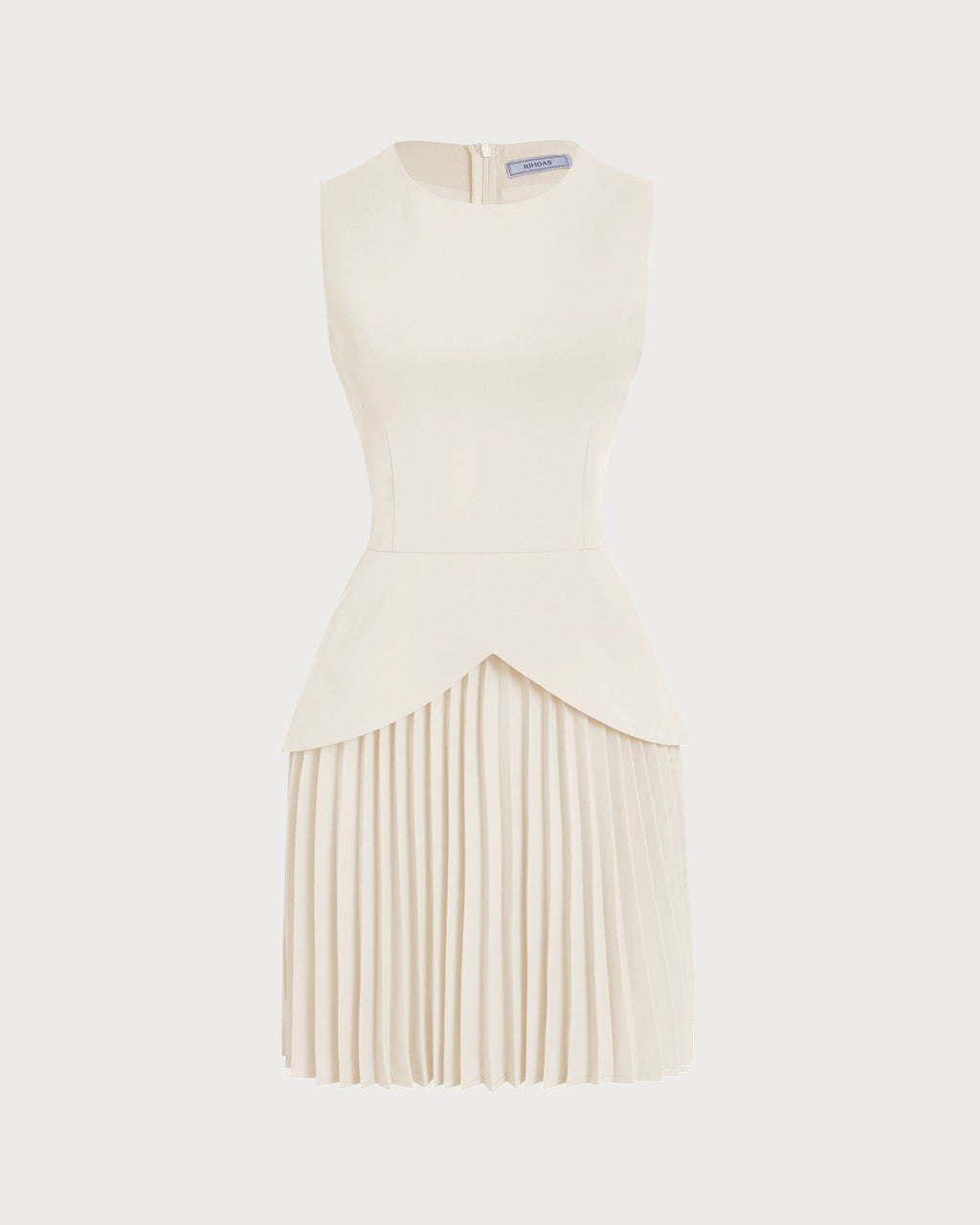 Apricot Skater Mini Dress with Round Neck
