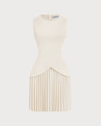 Apricot Skater Mini Dress with Round Neck
