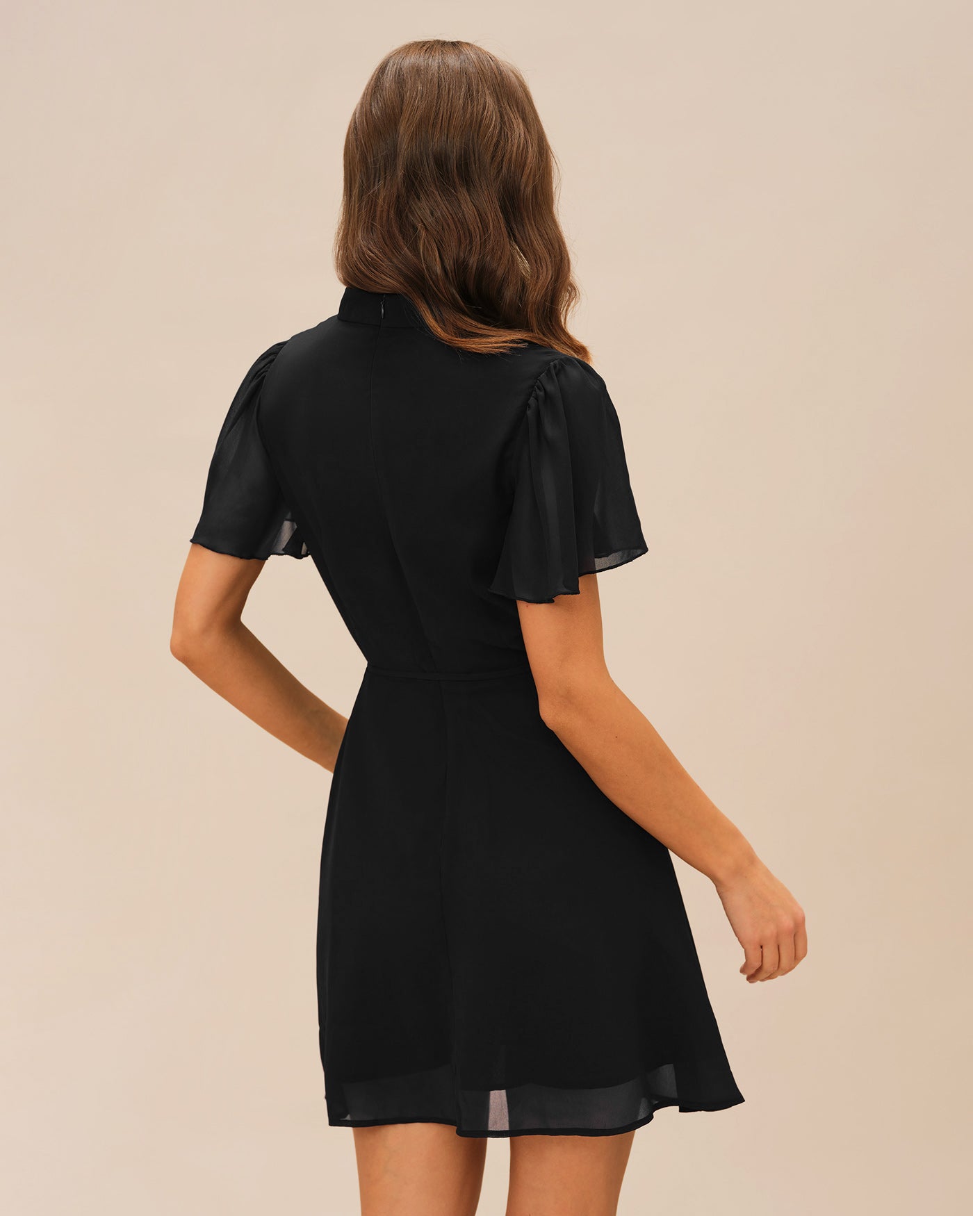 Black Mini Dress with Butterfly Sleeves