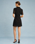 Mini Dress with Black Buttoned Collar