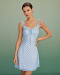 Blue Plaid Color-Block Mini Dress