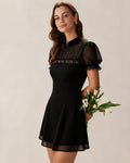 Mini Dress with Black Mandarin Collar