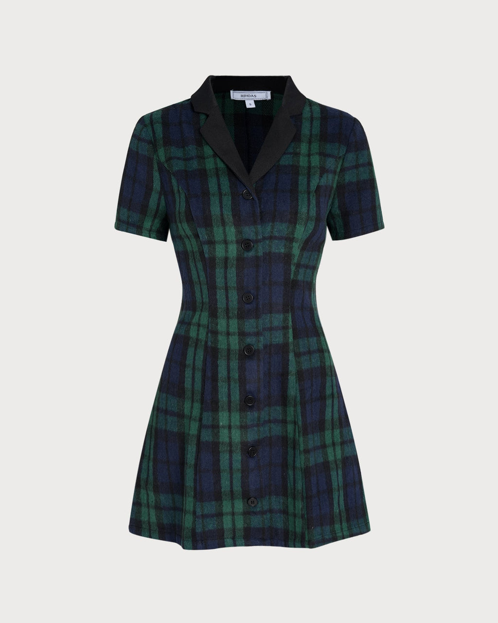 Mini Dress with Green Plaid Collar