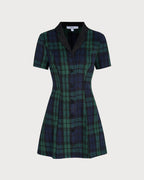Mini Dress with Green Plaid Collar