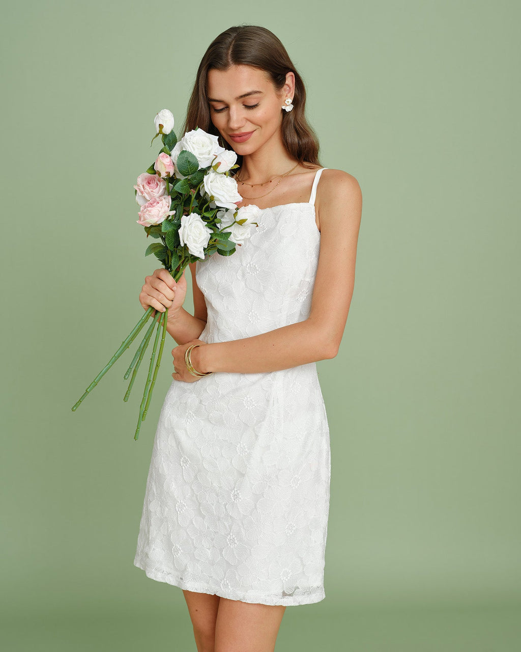 Textured White Slip Mini Dress