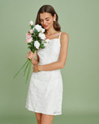 Textured White Slip Mini Dress