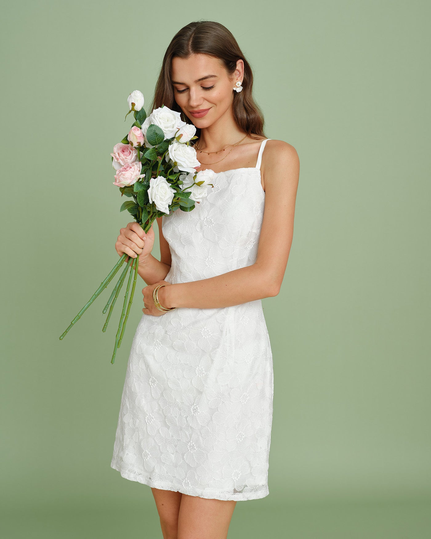 Textured White Slip Mini Dress