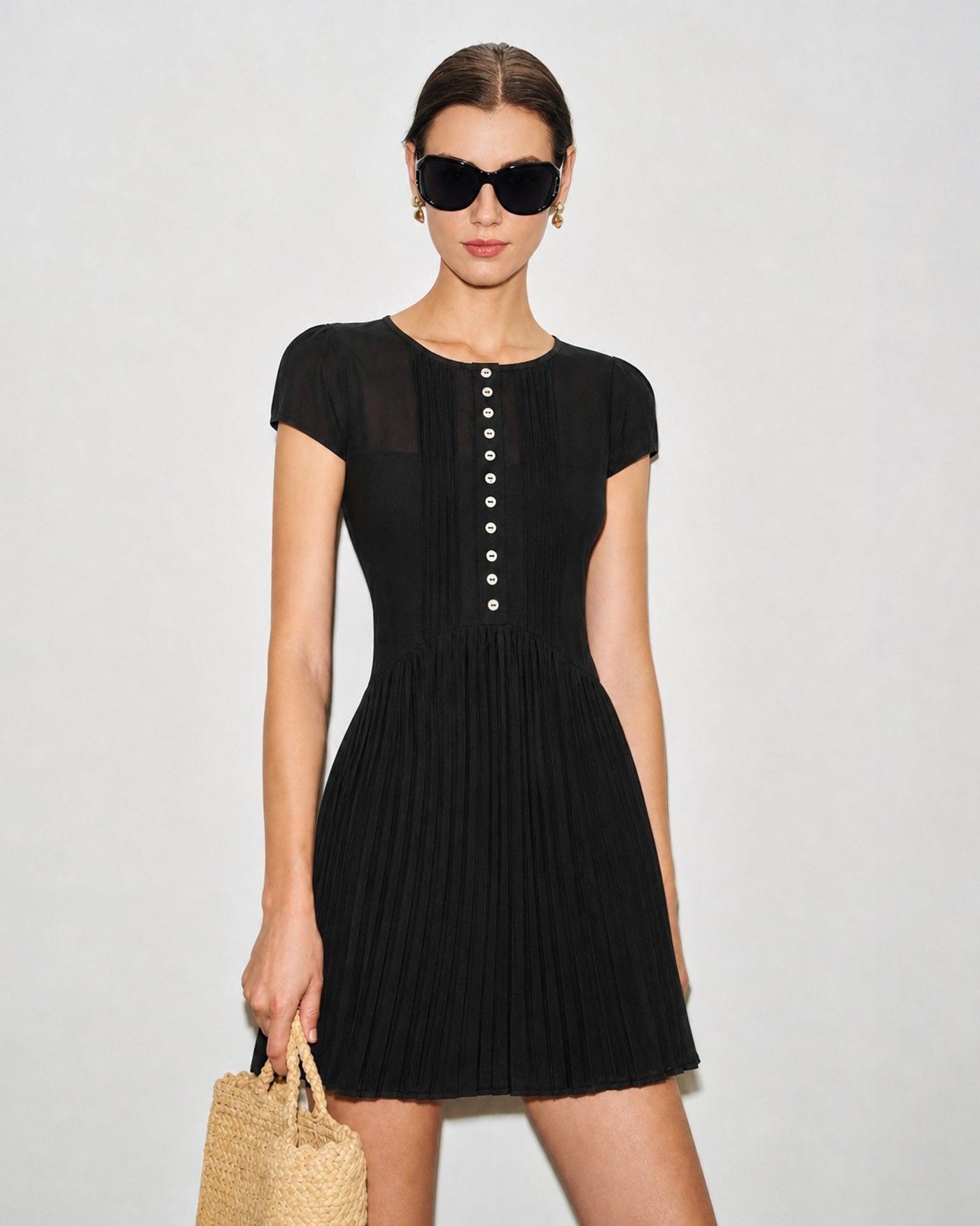 Sheer Black Chiffon Mini Dress