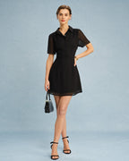 Mini Dress with Black Buttoned Collar