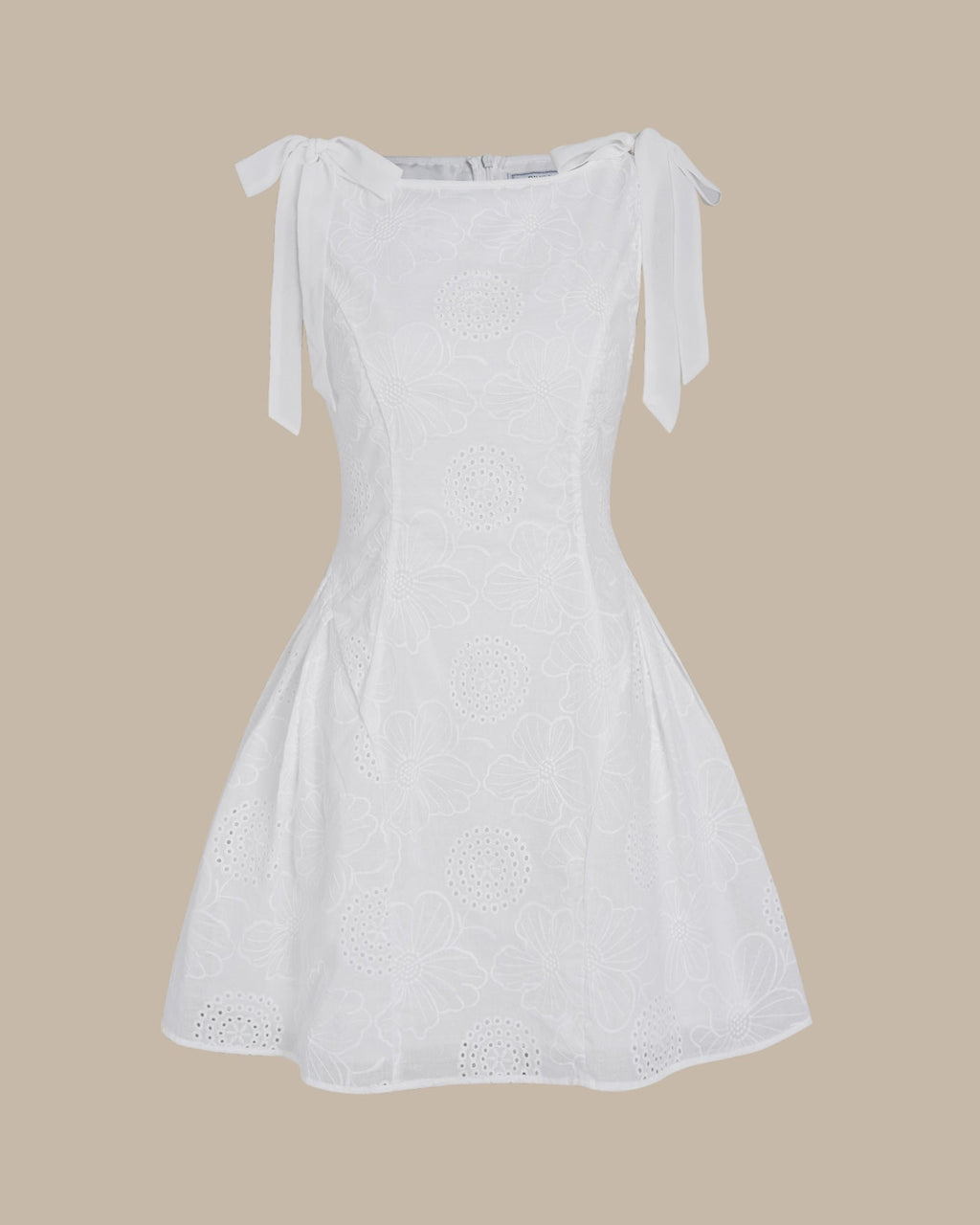 Textured Mini Dress with White Floral Design
