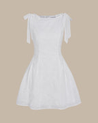 Textured Mini Dress with White Floral Design