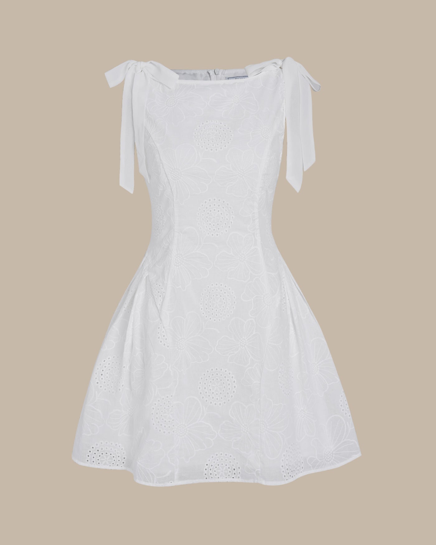Textured Mini Dress with White Floral Design