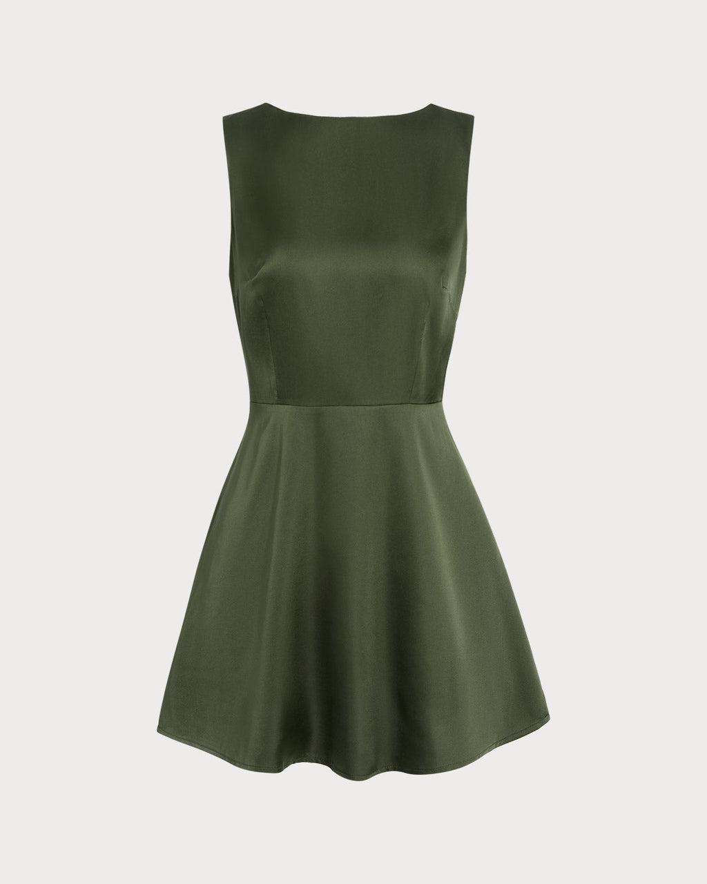 Emerald Satin Sleeveless Mini Dress