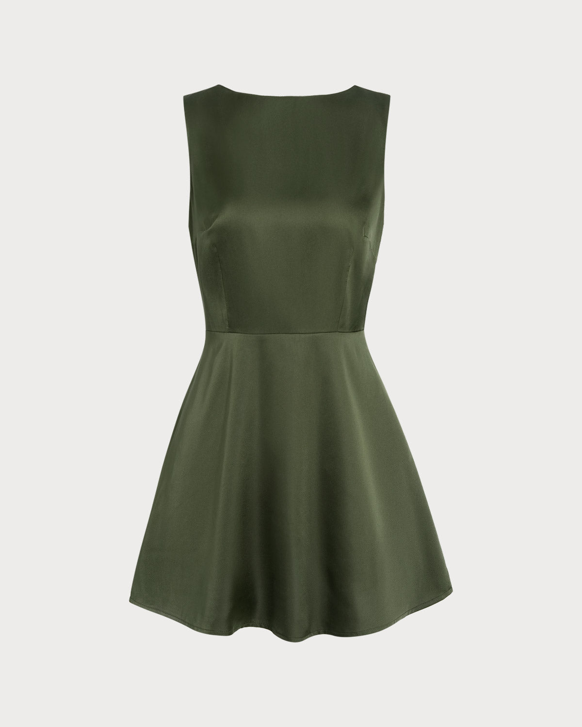 Emerald Satin Sleeveless Mini Dress