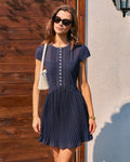 Navy Sheer Mini Skater Dress