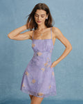 Jacquard Slip Mini Dress in Purple X Cross Design