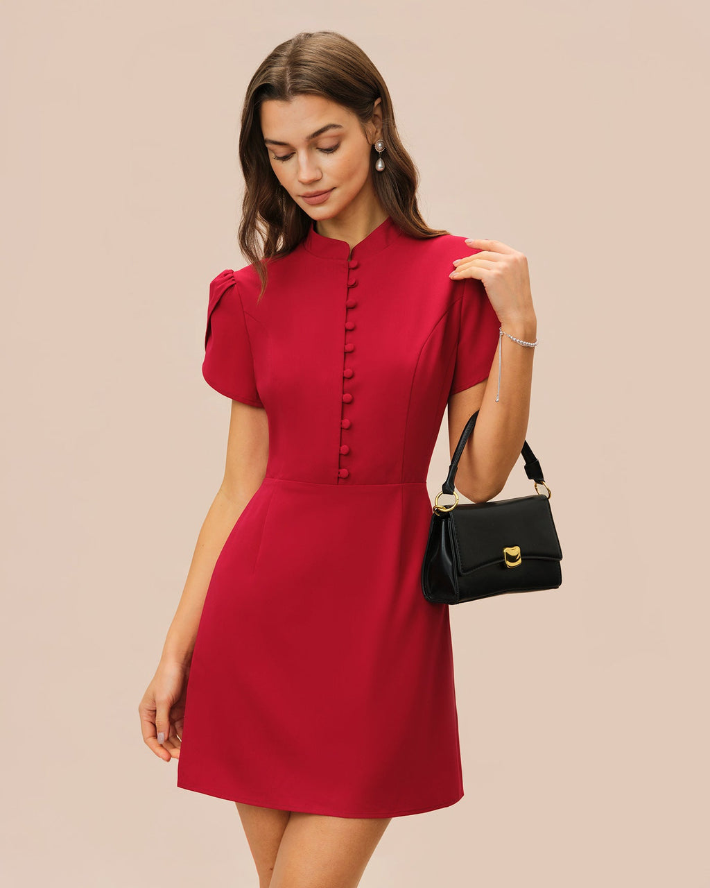 Mini Dress with Red Petal Sleeves