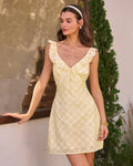 Yellow Plaid Ruffled Sleeveless Mini Dress