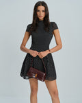 Chic Black Chiffon Mini Dress with Polka Dots