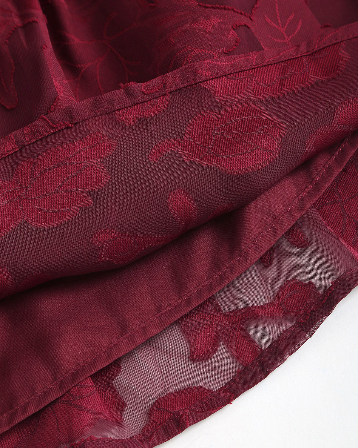 Red Jacquard A-Line Mini Dress with Boat Neck