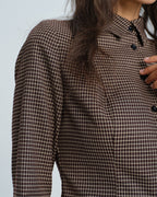 Plaid Shirt with Coffee Button Accents