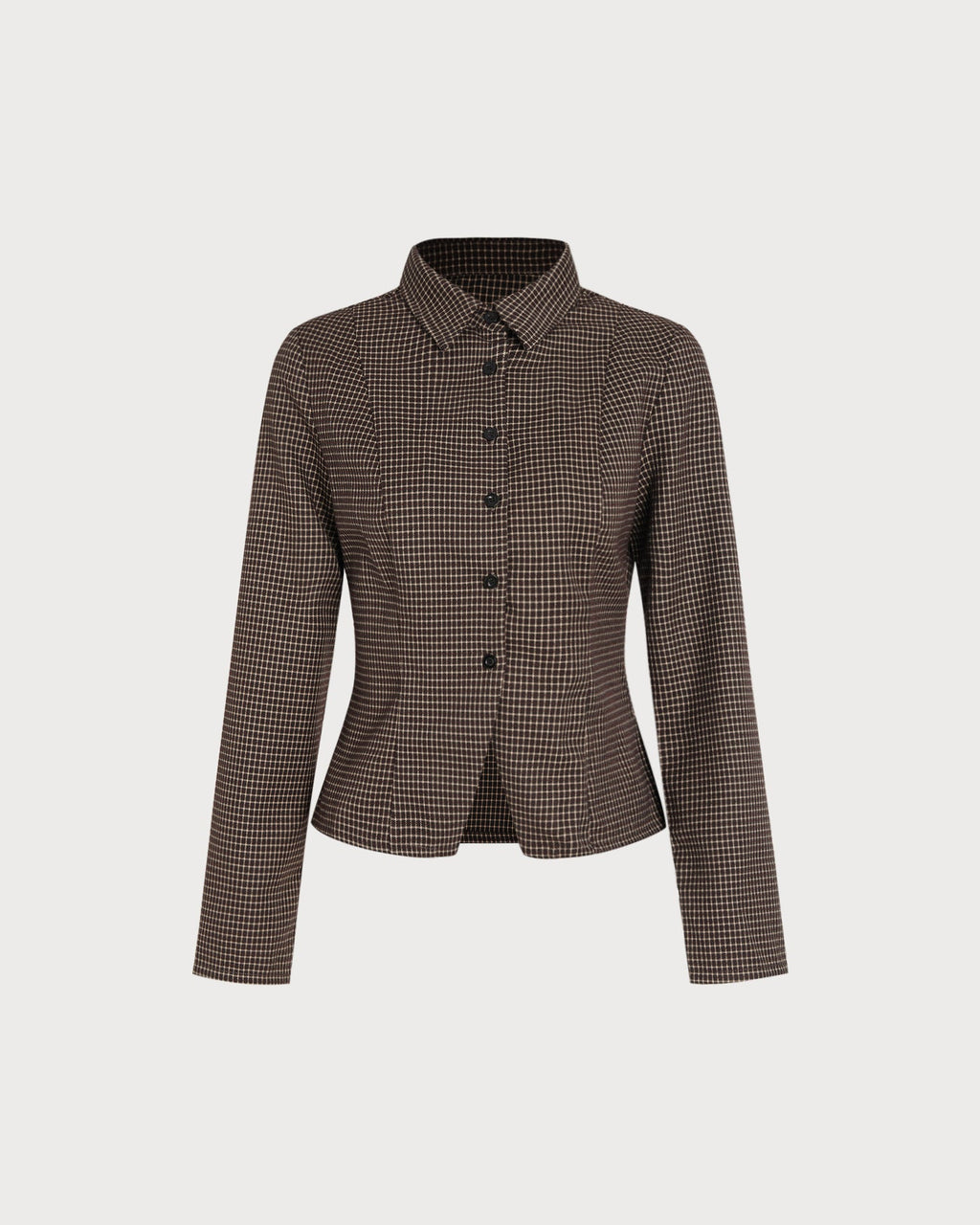 Plaid Shirt with Coffee Button Accents