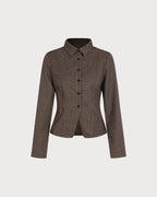 Plaid Shirt with Coffee Button Accents