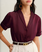 Crimson Satin Blouse