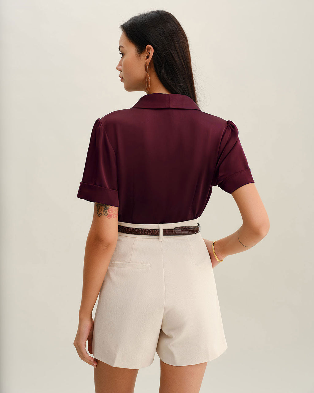 Crimson Satin Blouse