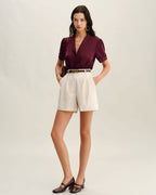 Crimson Satin Blouse