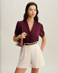 Crimson Satin Blouse