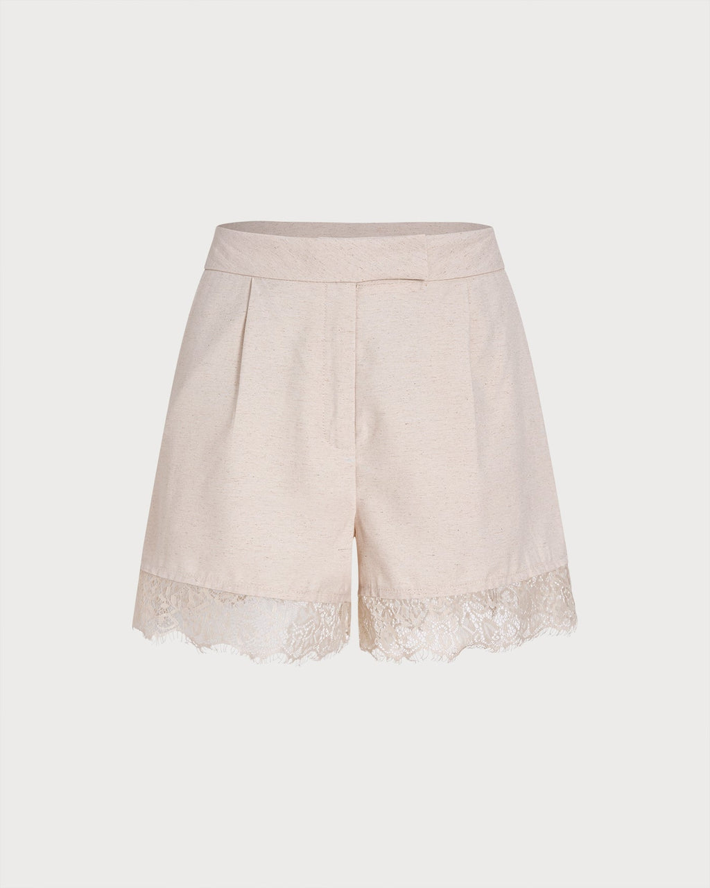Apricot Lace-Trimmed Pocket Shorts