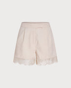 Apricot Lace-Trimmed Pocket Shorts