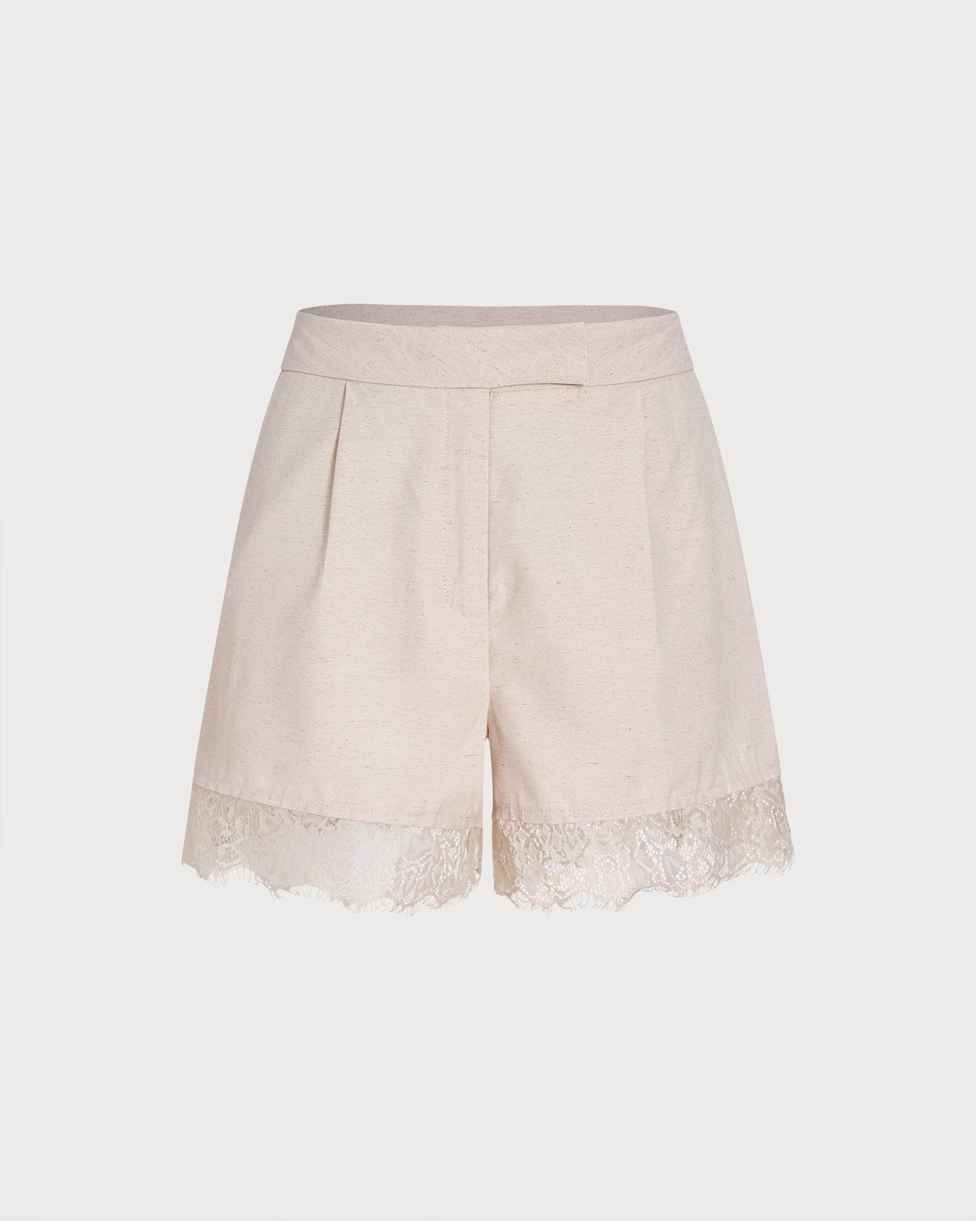 Apricot Lace-Trimmed Pocket Shorts