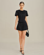 Black Satin High-Waisted Shorts