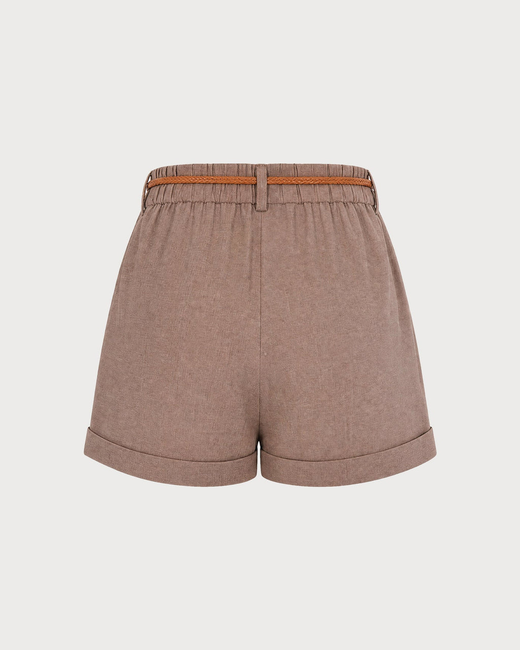 Brown Shorts with Button Belt and Pockets
