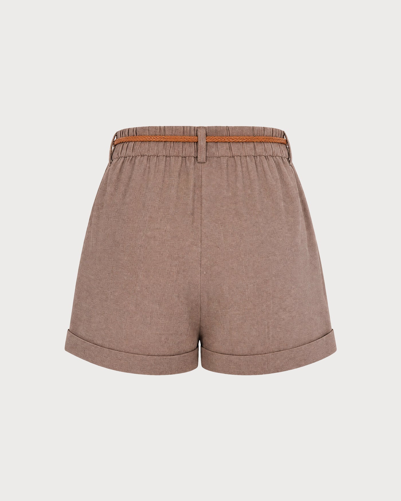 Brown Shorts with Button Belt and Pockets