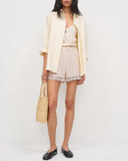 Apricot Lace-Trimmed Pocket Shorts