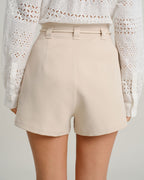 Beige Pocketed Shorts with Tie Waist