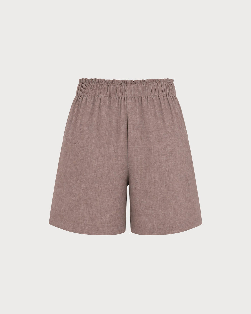 Brown Elastic Waist Shorts with Pockets