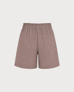 Brown Elastic Waist Shorts with Pockets