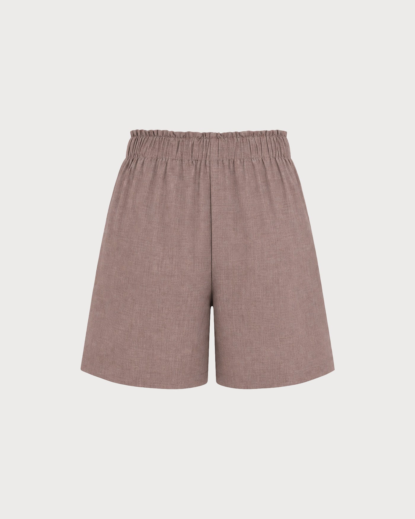 Brown Elastic Waist Shorts with Pockets