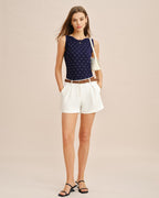 White Pocket Shorts with Belt