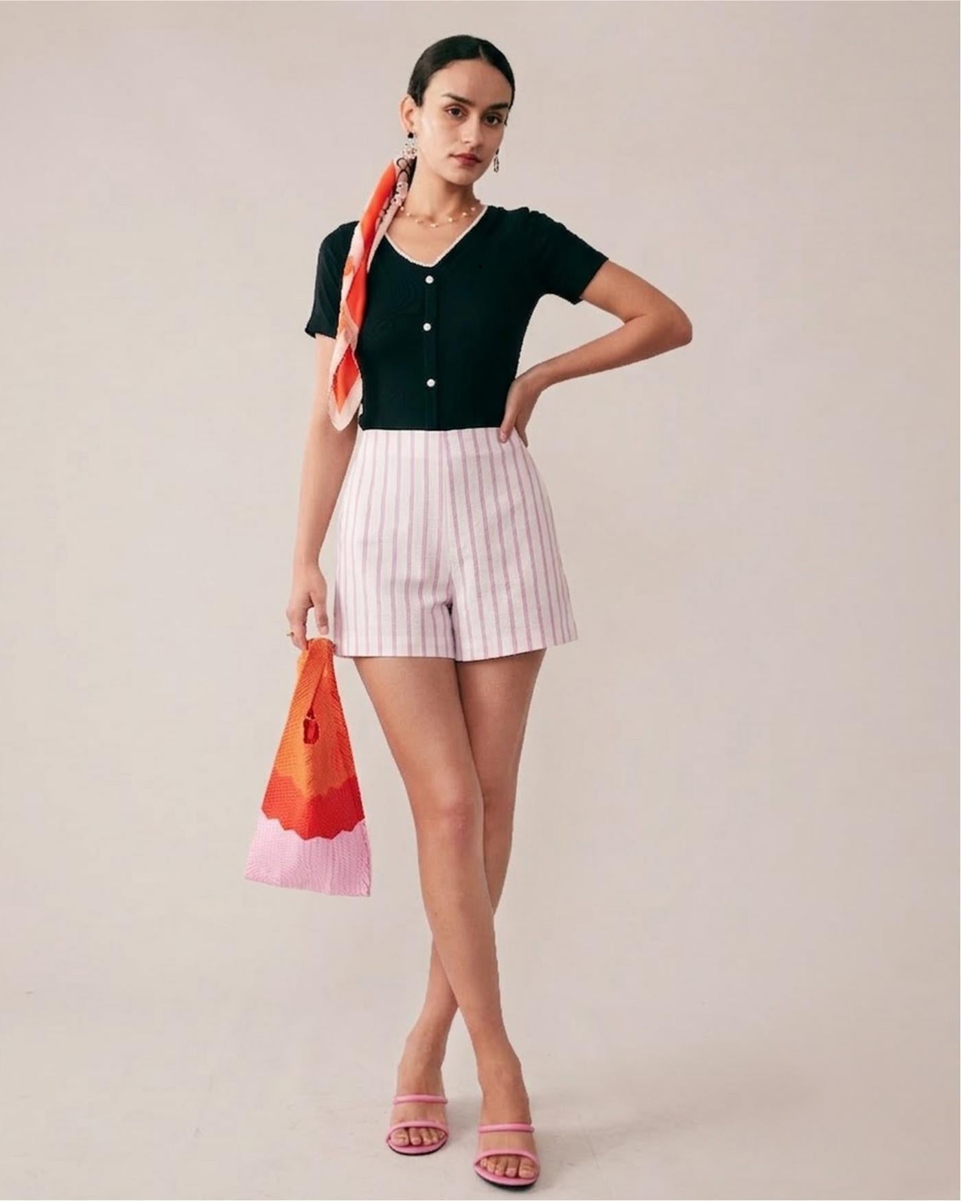 Striped Pink Pocket Shorts