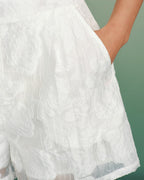 White Jacquard Shorts with Pockets