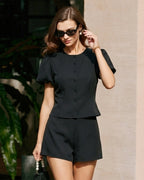 Black Satin High-Waisted Shorts