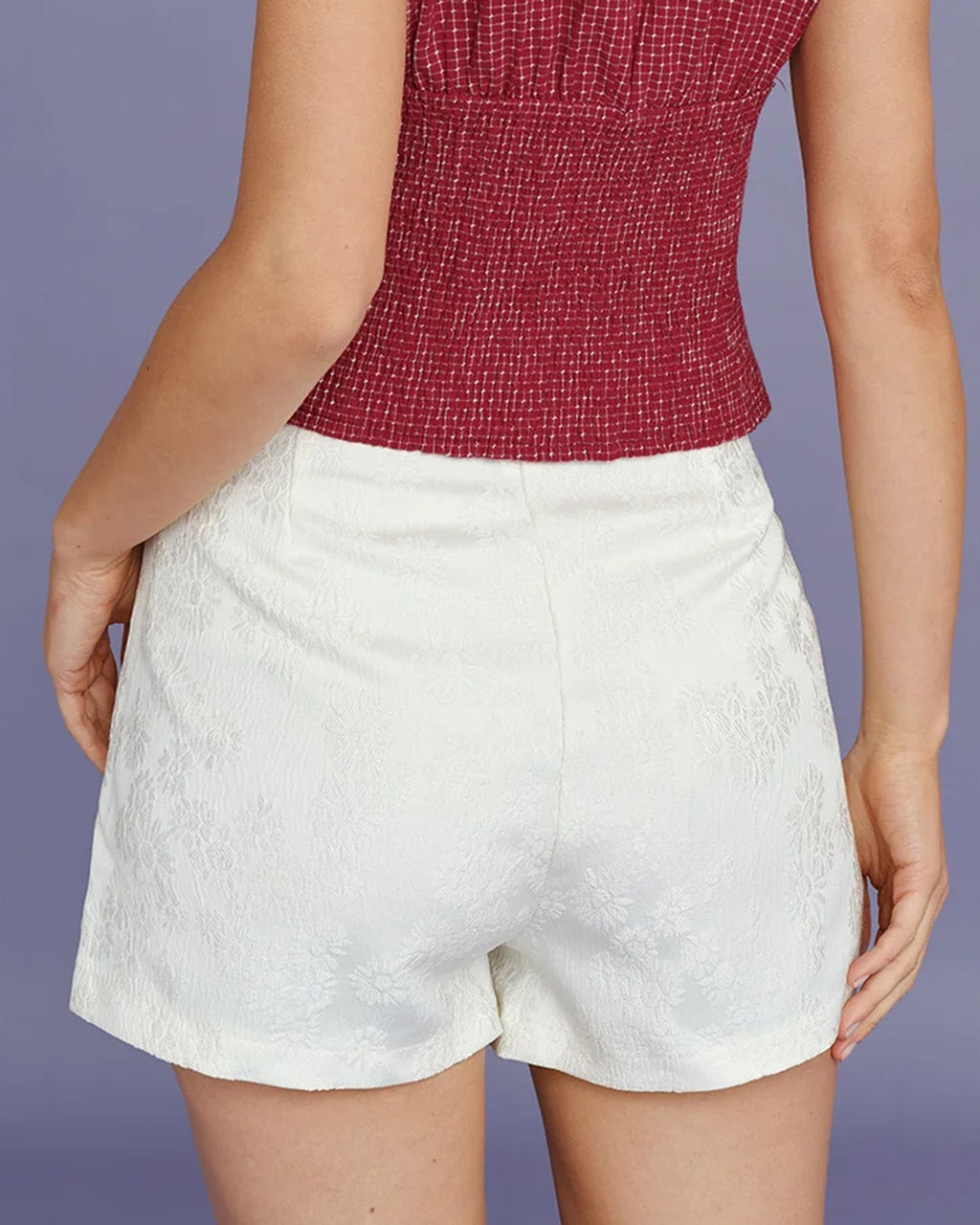 Apricot Jacquard Pocketed Shorts