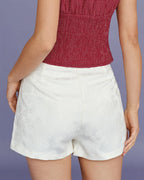Apricot Jacquard Pocketed Shorts